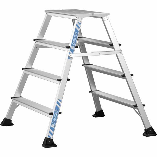Zarges Trittleiter Arbeitspodest XLstep P breit beidseitig begehbar 2x4 Stufen