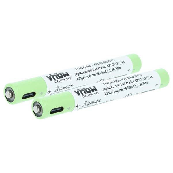 vhbw 2x Akku kompatibel mit Ledlenser P4R Core Taschenlampe Kopflampe (650 mAh, 3,7 V, Li-Polymer)