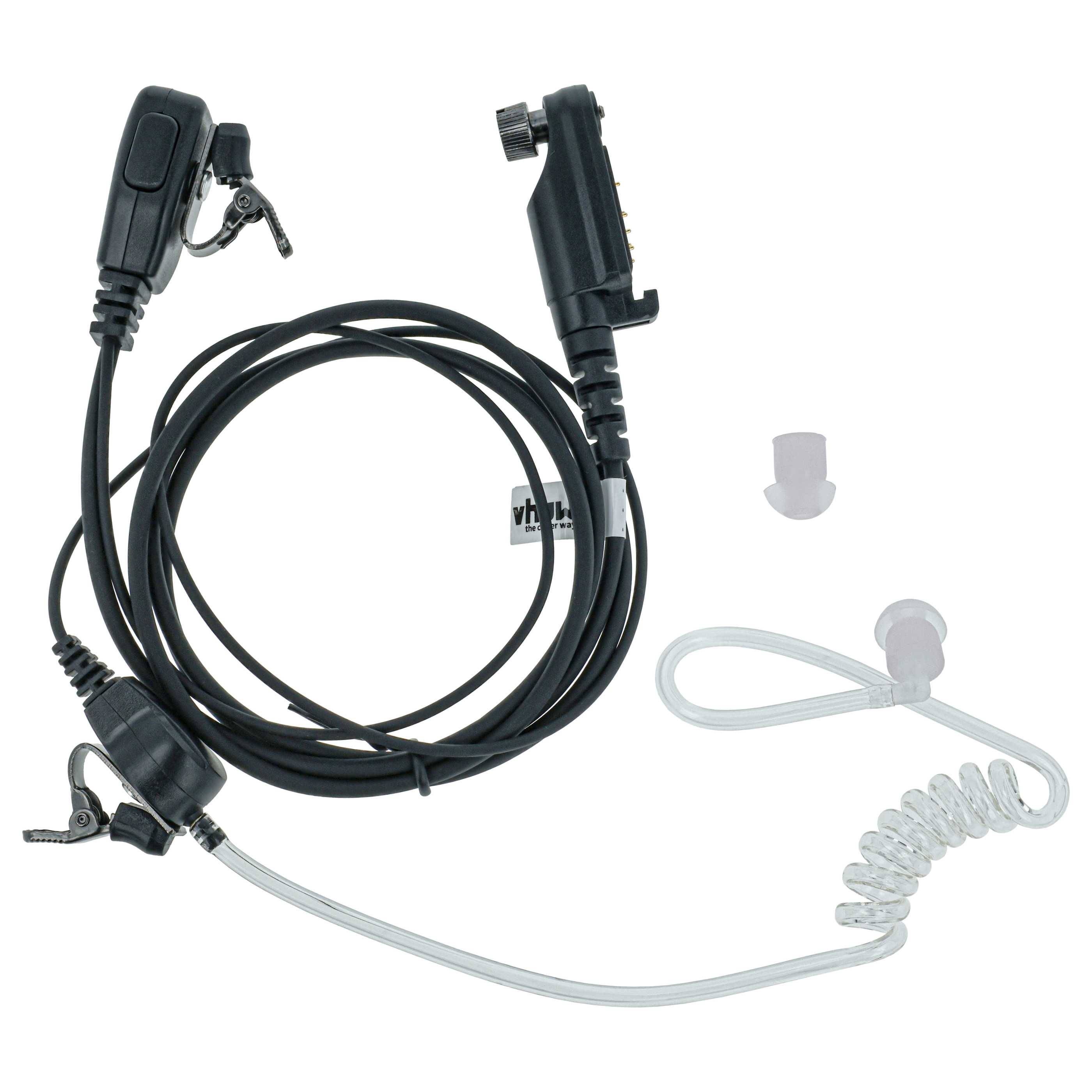 vhbw Headset kompatibel mit Hytera PD662G Funkgerät mit Push-to-Talk Mikrofon - transparent, schwarz, Transparenter