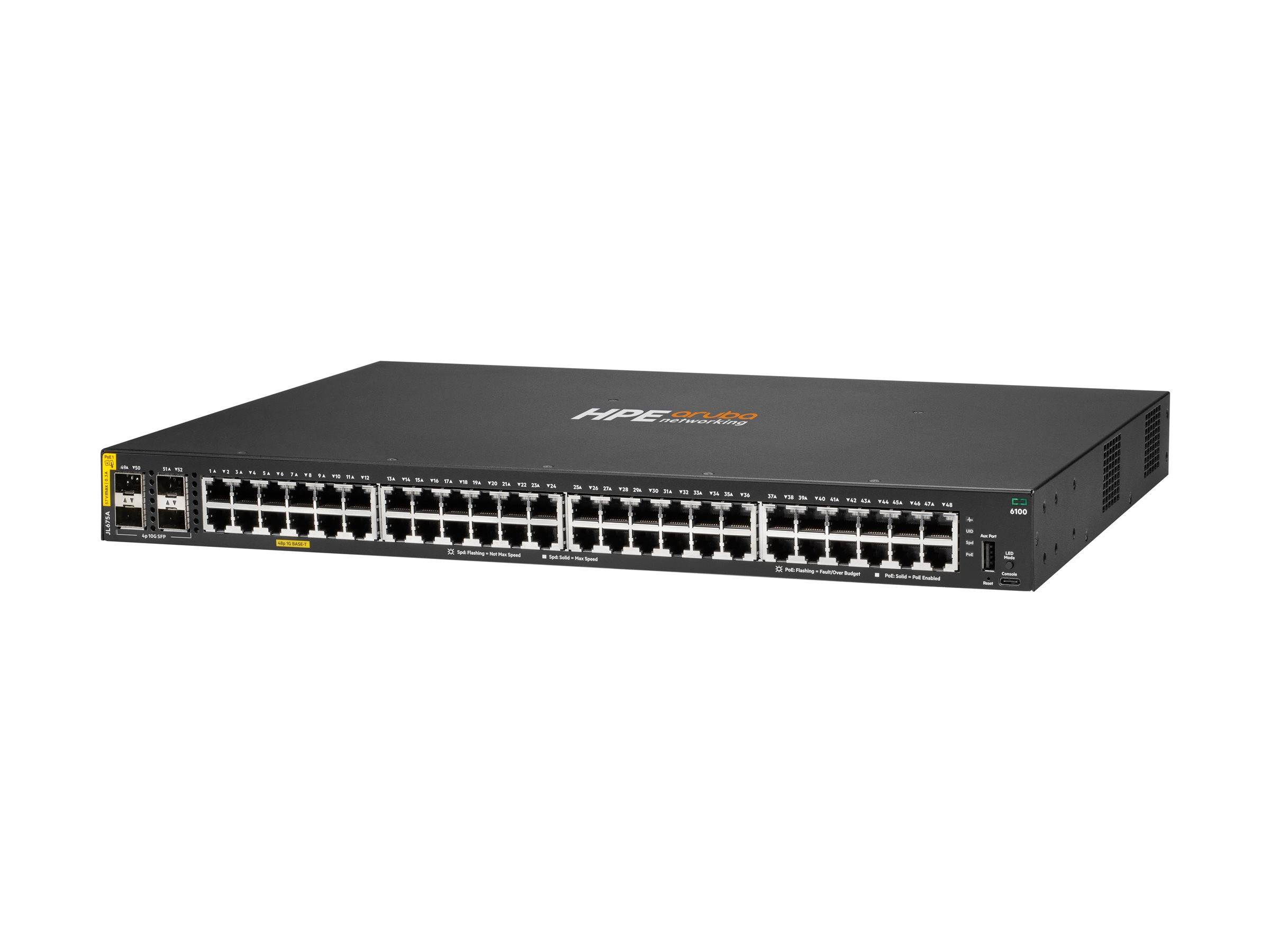 HPE 6100 48G Class4 PoE 4SFP+ 370W Switch - Switch - 0,1 Gbps-0