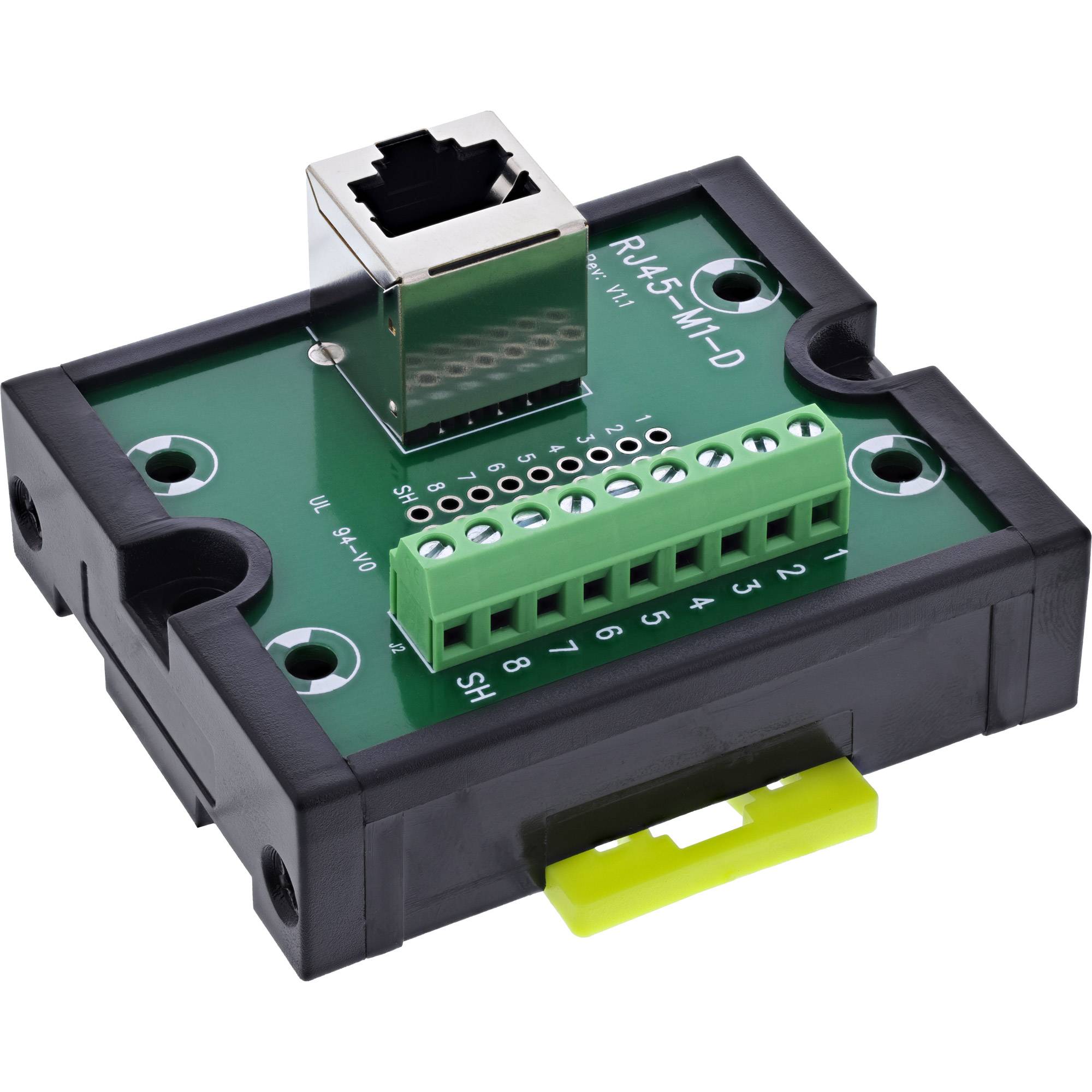 InLine® RJ45 Breakout-Buchse an 9-pol. Schraubklemme, Hutschiene, geschirmt Adapter / Konverter-0