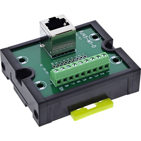 InLine® RJ45 Breakout-Buchse an 9-pol. Schraubklemme, Hutschiene, geschirmt Adapter / Konverter