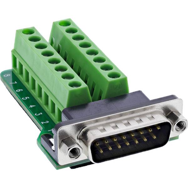 InLine® D-Sub 15 Terminalblock, Stecker, 2-reihig, Schraubklemme Adapter / Konverter Terminalblock