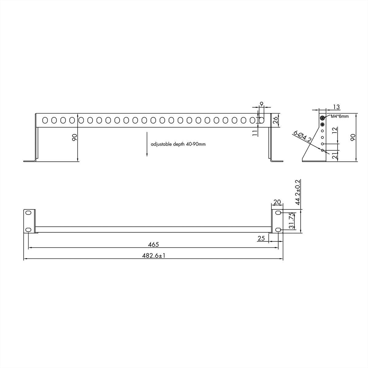 VALUE 19-Zoll-Rack montierbare Kabelführungsschiene (horizontal), einstellbare Tiefe, 1HE, schwarz-1