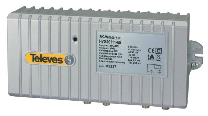 Televes BK-Guss-Verstärker HVG40111-65 40dB CTB 111dB 5-1006MHz RK 30dB Install.Baumaterial-0
