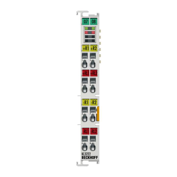 Beckhoff KL3222, Busklemme, 2-Kanal-Analog-Eingang, Temperatur, RTD (Pt100), 16 Bit, hochpräzise
