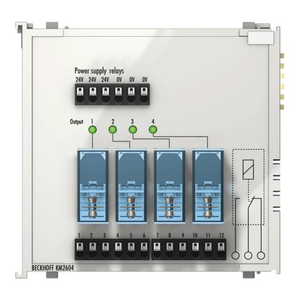 Beckhoff KM2604, Busklemmenmodul, 4-Kanal-Relais-Ausgang, 230V AC, 16A