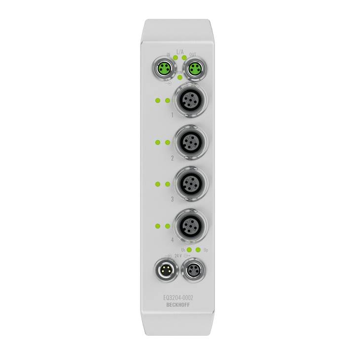 Beckhoff EQ3204-0002, EtherCAT Box, 4-Kanal-Analog-Eingang, Temperatur, RTD (Pt100), 16 Bit, M12, Edelstahl-0