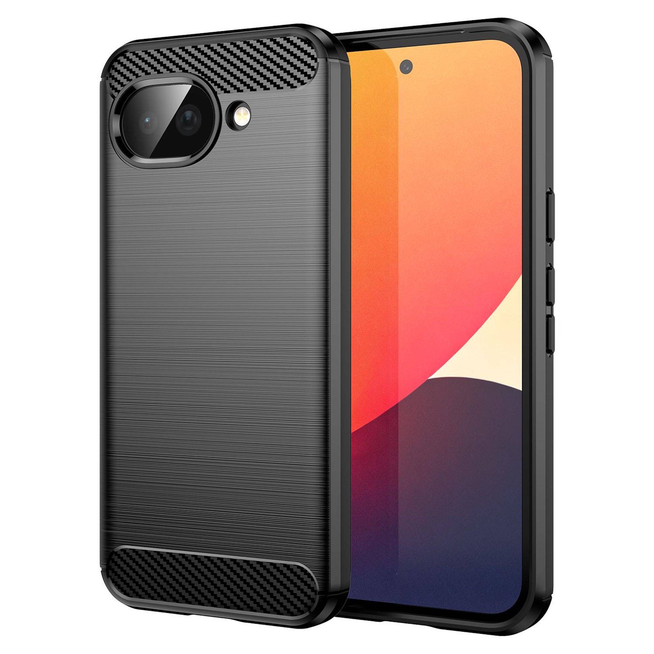 TPU Hülle für Google Pixel 10a Carbon Fiber Design Textur Schutz Cover Schwarz-0