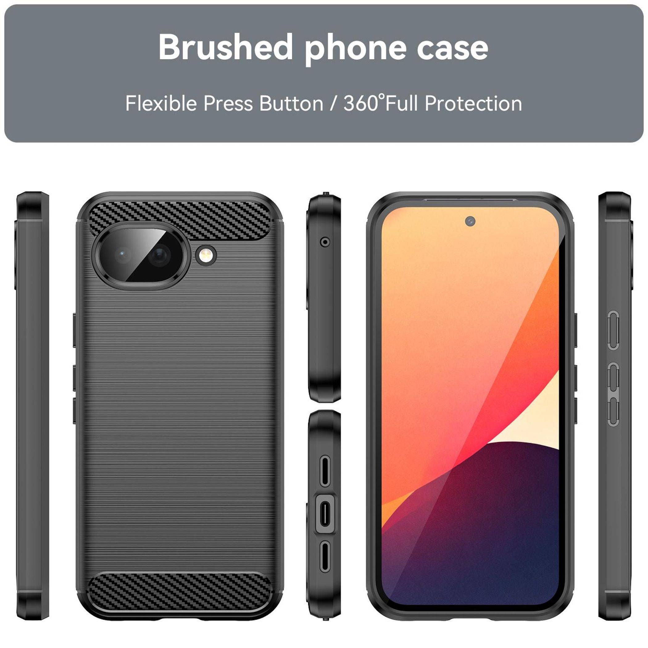 TPU Hülle für Google Pixel 10a Carbon Fiber Design Textur Schutz Cover Schwarz-1