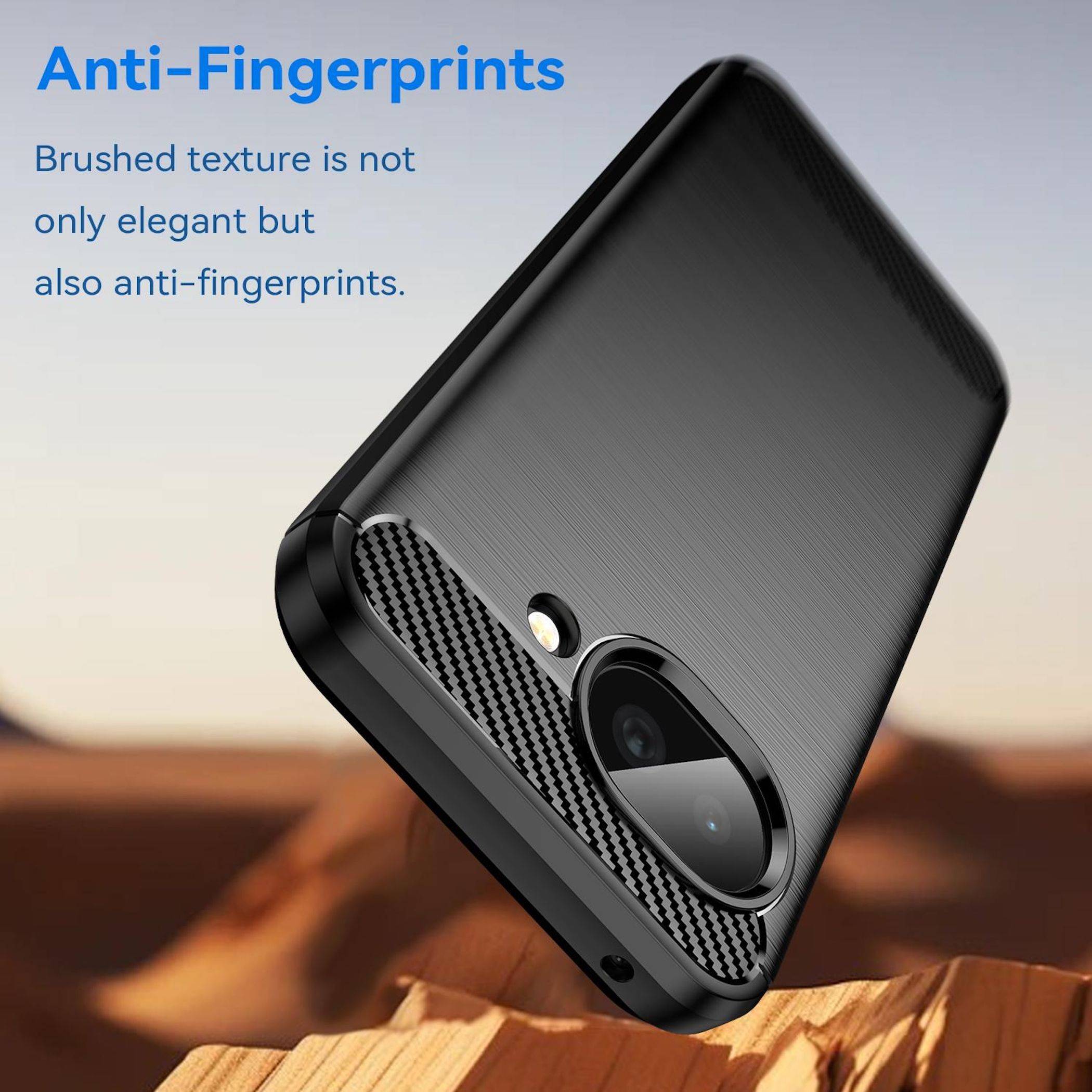TPU Hülle für Google Pixel 10a Carbon Fiber Design Textur Schutz Cover Schwarz-2