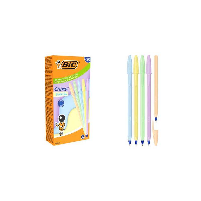 BIC - Kugelschreiber Cristal PASTEL pastellorange pastellgruen pastellblau pastellgelb-0