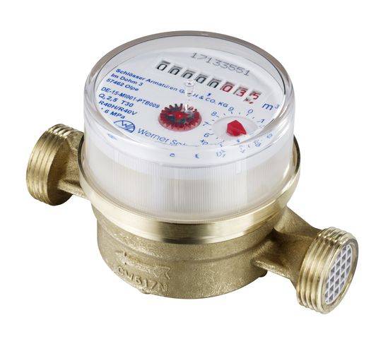Schlösser Einstrahlzähler Bauart ETW-Modularis, bis 90 Grad C, Dauerdurchfluss Q3 4m3/h, 1" AG, Baulänge 130mm-0
