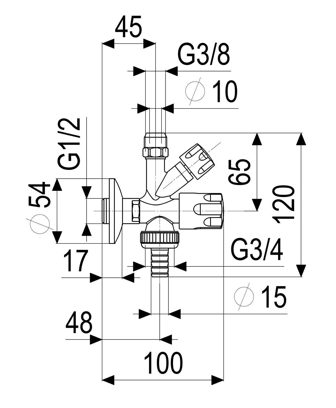 Schlösser Armaturen KOMBI-ECKVENTIL, SELBSTDICHTEND SV, DESIGNGRIFF, 1/2", POL.VERCHROMT-1