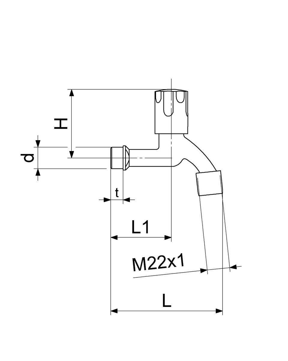 Schlösser Armaturen AUSLAUFVENTIL MIT PERLATOR DESIGNGRIFF, 1/2", POLIERT CHROM-1