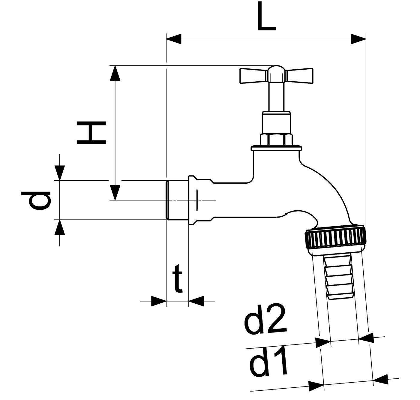 Schlösser Armaturen AUSLAUFVENTIL MIT METALL-SV KNEBEL-OT, SCHWER, 1/2", MATT CHROM-1