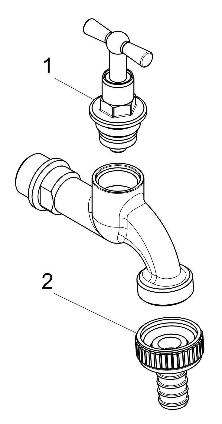 Schlösser Armaturen AUSLAUFVENTIL MIT METALL-SV KNEBEL-OT, SCHWER, 1/2", MATT CHROM-2
