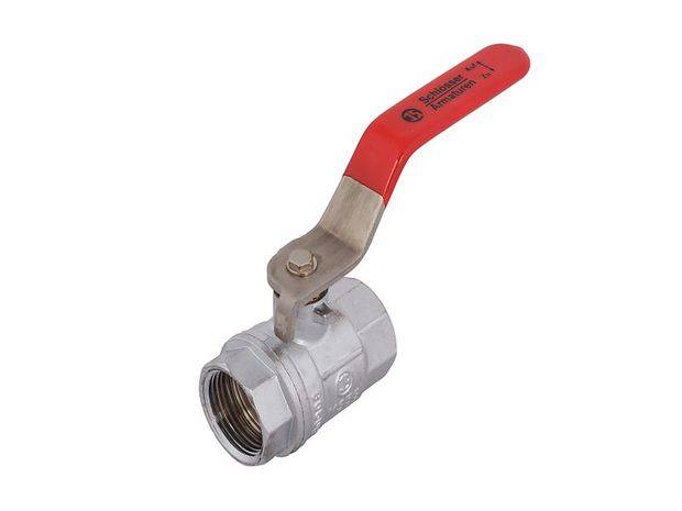 Schlösser Armaturen KUGELHAHN, SCHWER, DN8, 1/4" BL 40MM, EDELST-GR.ROT, MATT CHROM-0