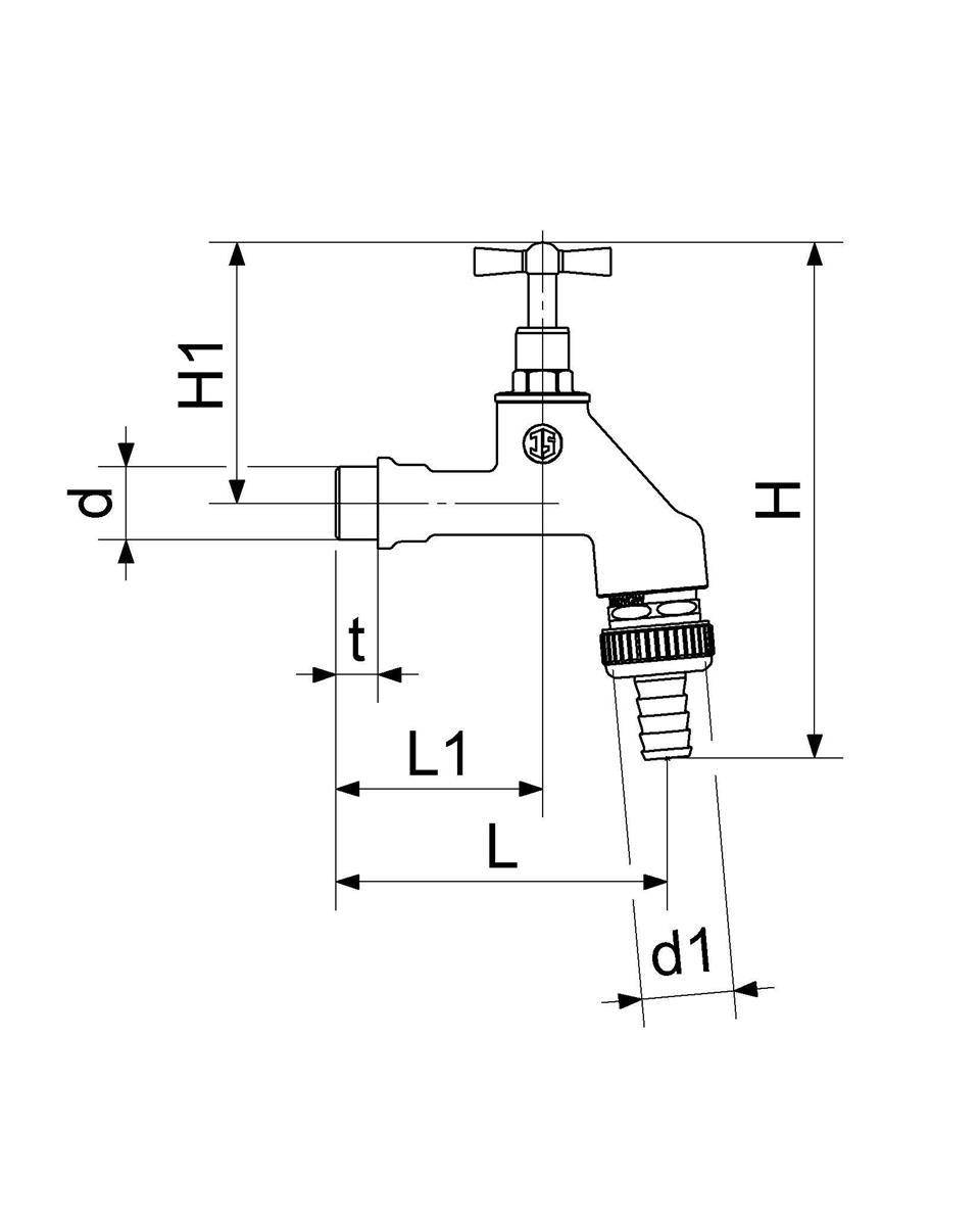 Schlösser Armaturen AUSLAUFVENTIL MIT RB+SV, O. RV KNEBEL-OBERTEIL, 1/2", MATT CHROM-1