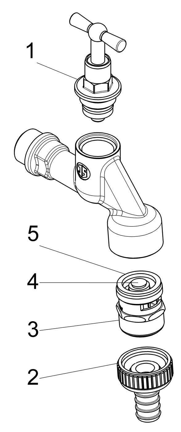 Schlösser Armaturen AUSLAUFVENTIL MIT RB+SV, O. RV KNEBEL-OBERTEIL, 1/2", MATT CHROM-2