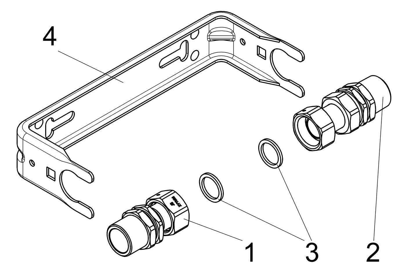 Schlösser Wasserzähler-Bügel 2250 3/4 Qn 2,5, st, vz, waag., Verschraubg.-2