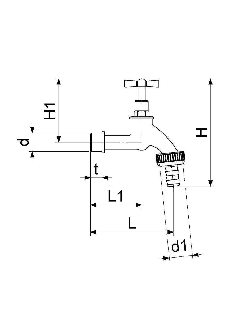 Schlösser Armaturen AUSLAUFVENTIL MIT SCHLAUCHVER. KNEBEL-OBERTEIL, 1/2", MATT CHROM-1