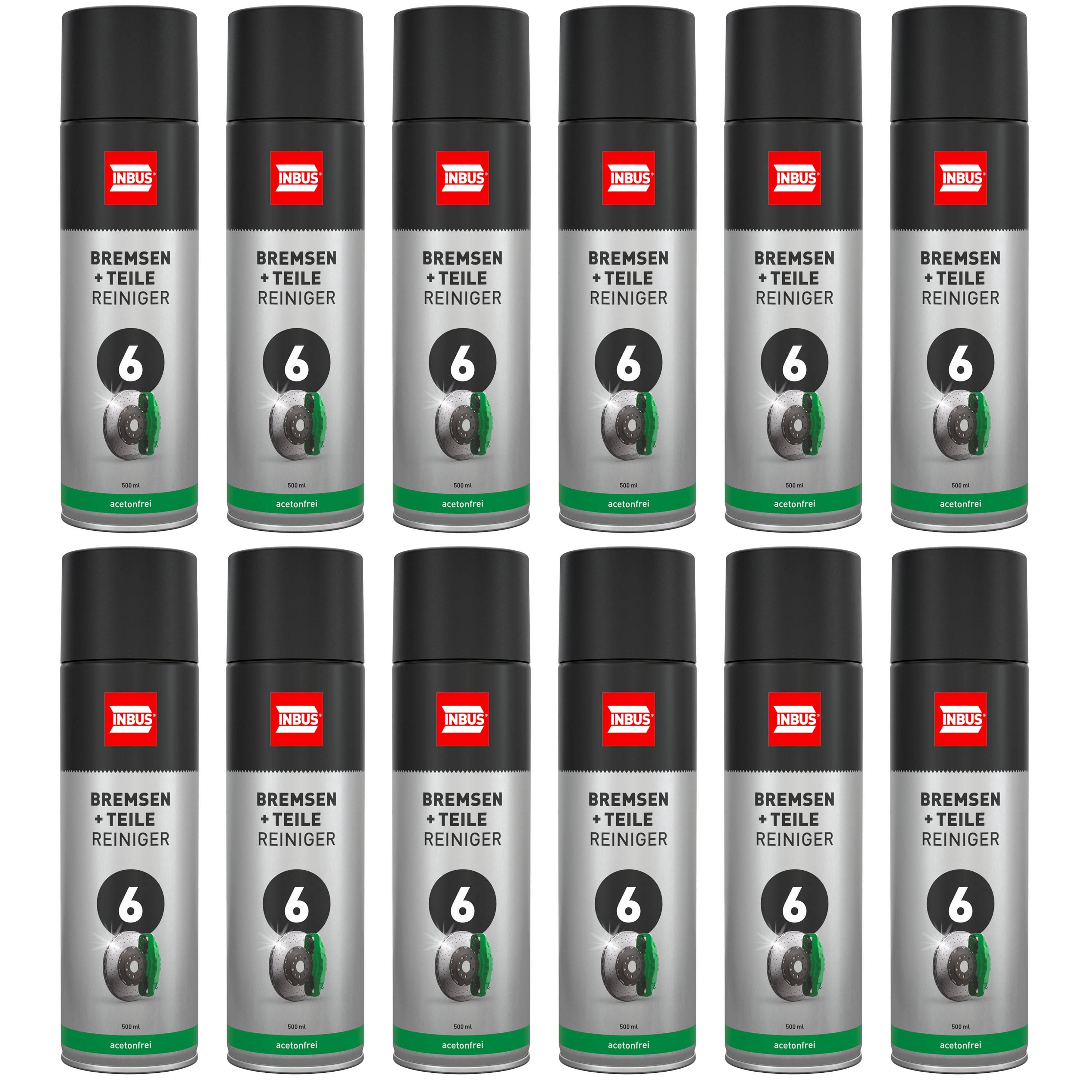 INBUS Bremsenreiniger + Teilereiniger (acetonfrei) 12x 500ml, Montagereiniger-0