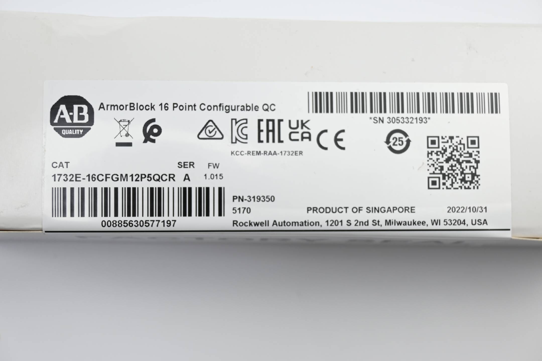 Allen Bradley ArmorBlock EtherNet/IP I/O-Modul 1732E-16CFGM12P5QCR-1
