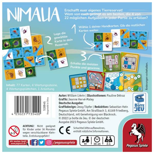 Pegasus Spiele Pegasus Nimalia, Brettspiel, Genreübergreifend, 8 Jahr(e), 30 min, 45 min