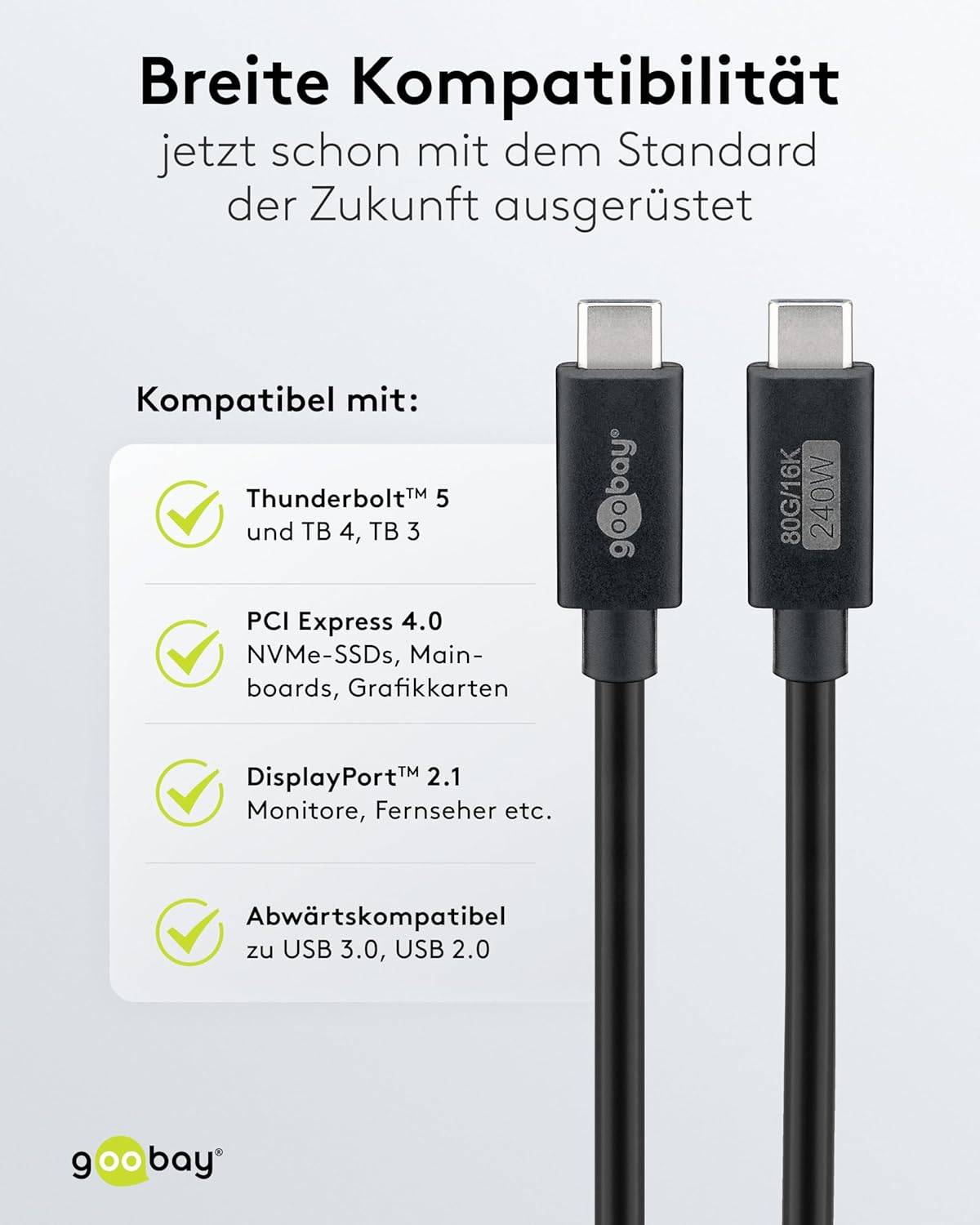 Goobay 74376 zertifiziertes USB4® Version 2 Kabel, USB-C™ Kabel, 80 Gbit/s, 240 W Power Delivery, 16K Video, 1,2 m-5