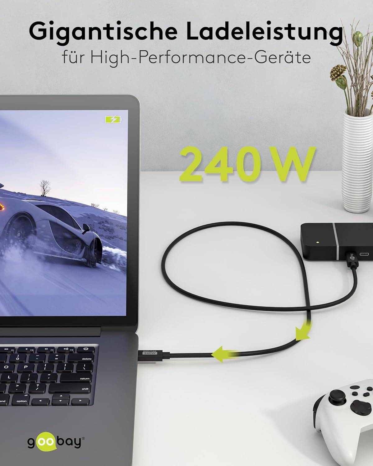 Goobay 74376 zertifiziertes USB4® Version 2 Kabel, USB-C™ Kabel, 80 Gbit/s, 240 W Power Delivery, 16K Video, 1,2 m-3