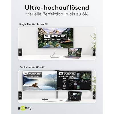 Goobay 74210 USB4® Kabel, USB-C™ auf USB-C™, 40 Gbit/s, 240 W Power Delivery, 8K Video, Textilmantel, 0,5 m-2