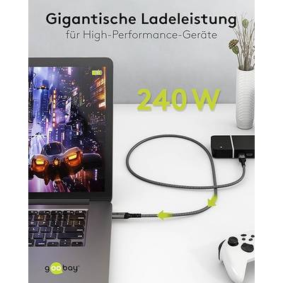 Goobay 74210 USB4® Kabel, USB-C™ auf USB-C™, 40 Gbit/s, 240 W Power Delivery, 8K Video, Textilmantel, 0,5 m-3