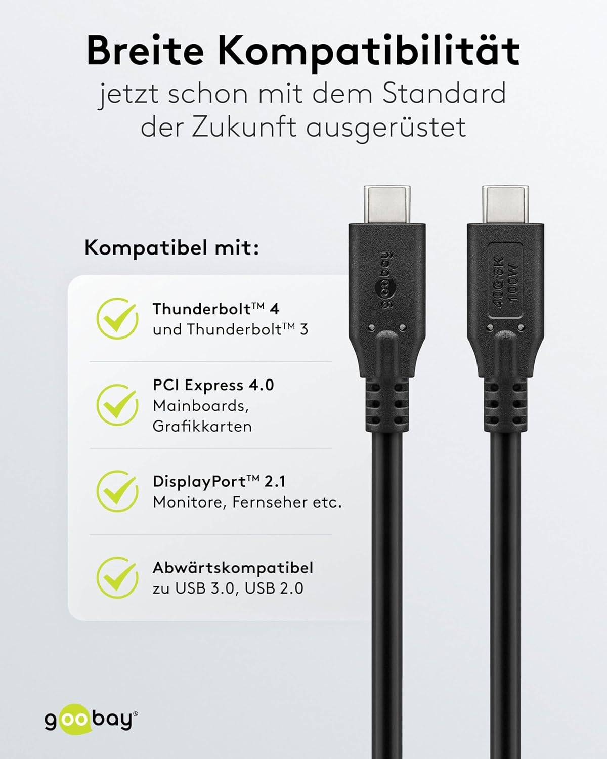 Goobay 74192 USB4® Kabel, USB-C™ auf USB-C™, 40 Gbit/s, 100 W Power Delivery, 8K Video, 1,5 m-6
