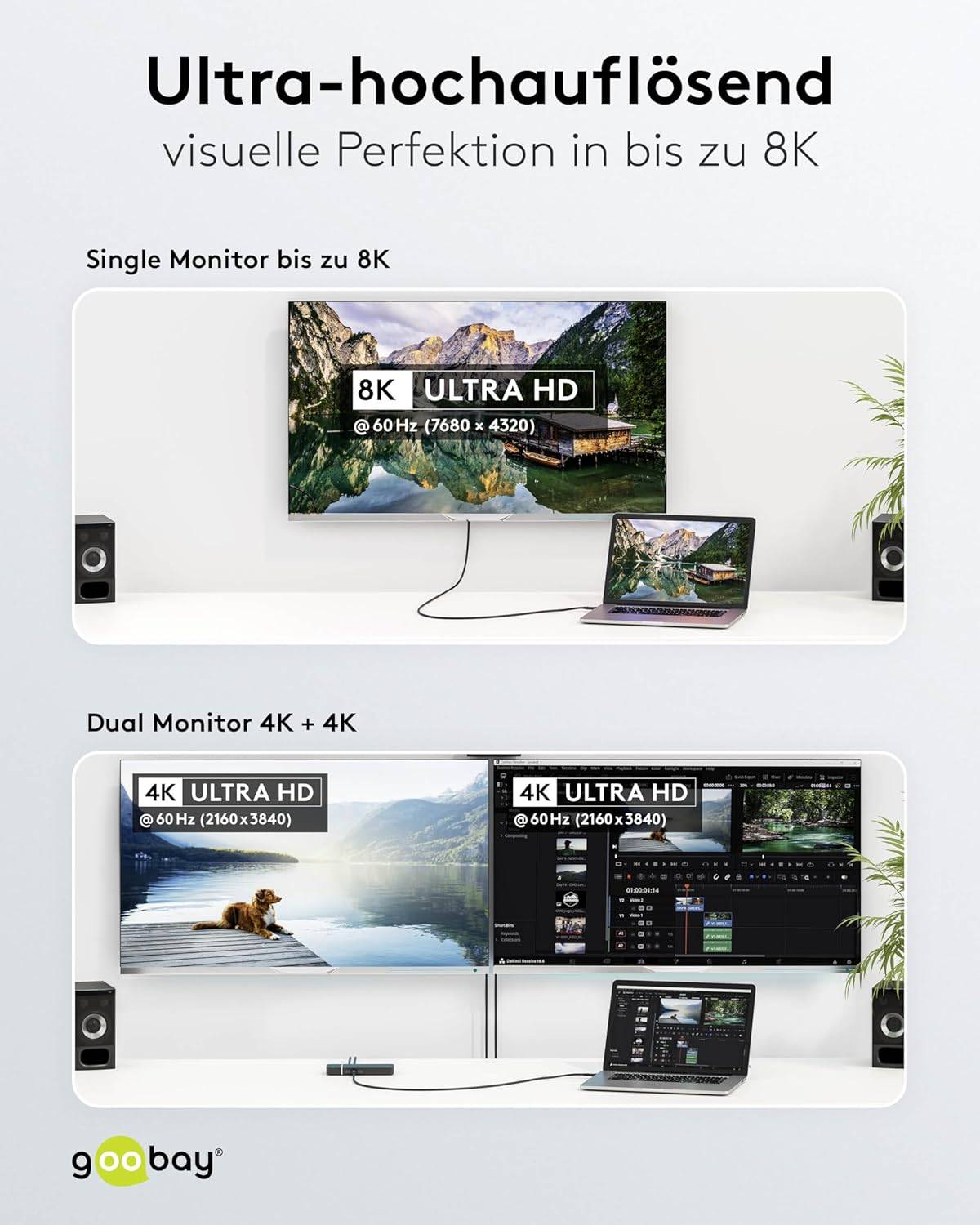 Goobay 74183 USB4® Kabel, USB-C™ auf USB-C™, 40 Gbit/s, 240 W Power Delivery, 8K Video, 1 m-4