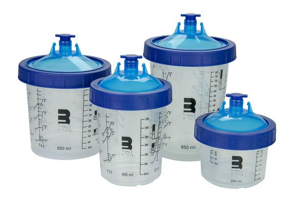 MP PCS 650 ml 125µ PaintCupSystem 50 Becher, 50 Deckel, 1 Außenbecher