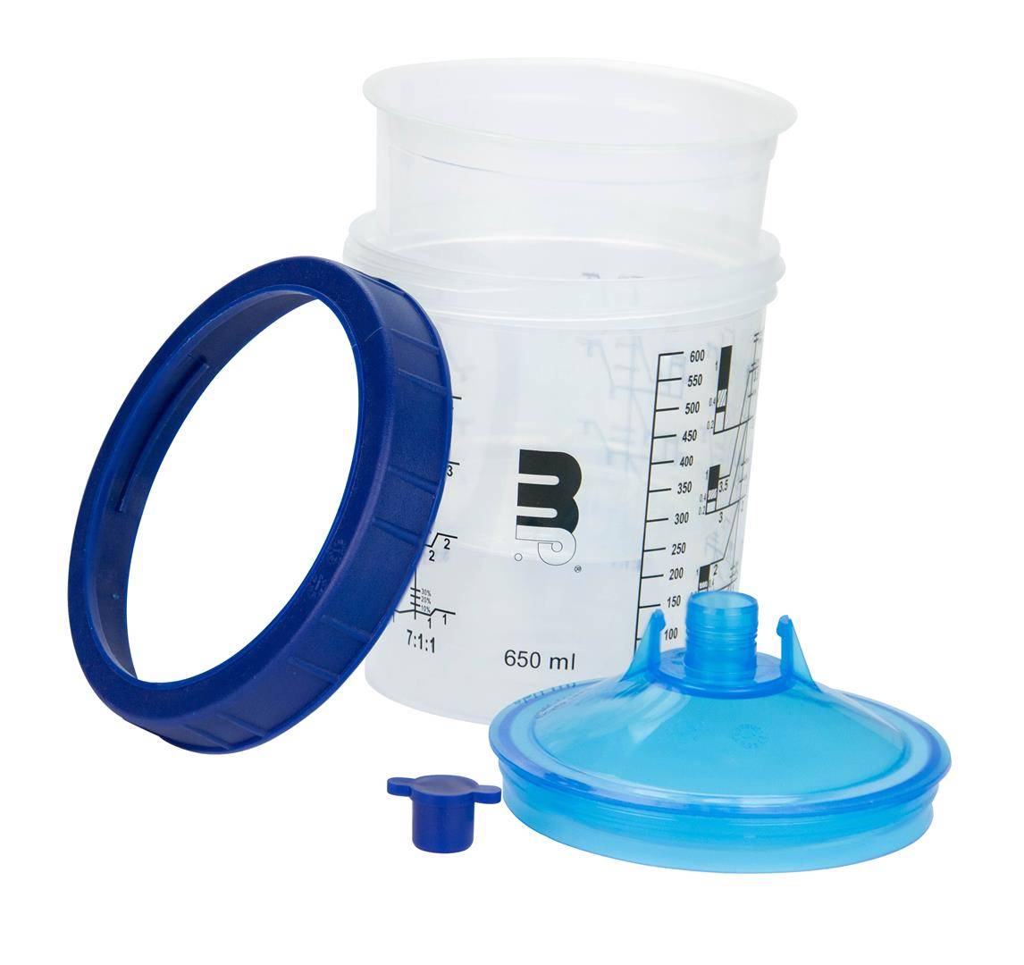 MP PCS 650 ml 125µ PaintCupSystem 50 Becher, 50 Deckel, 1 Außenbecher-1