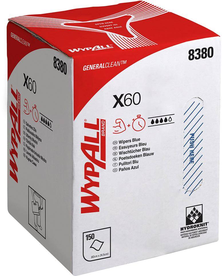 Putztuch WYPALL X 60 8380 L.ca.420 mmxB.ca.245mm blau Krt.-0