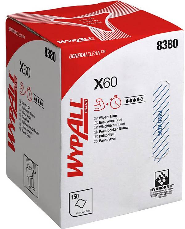 Putztuch WYPALL X 60 8380 L.ca.420 mmxB.ca.245mm blau Krt.