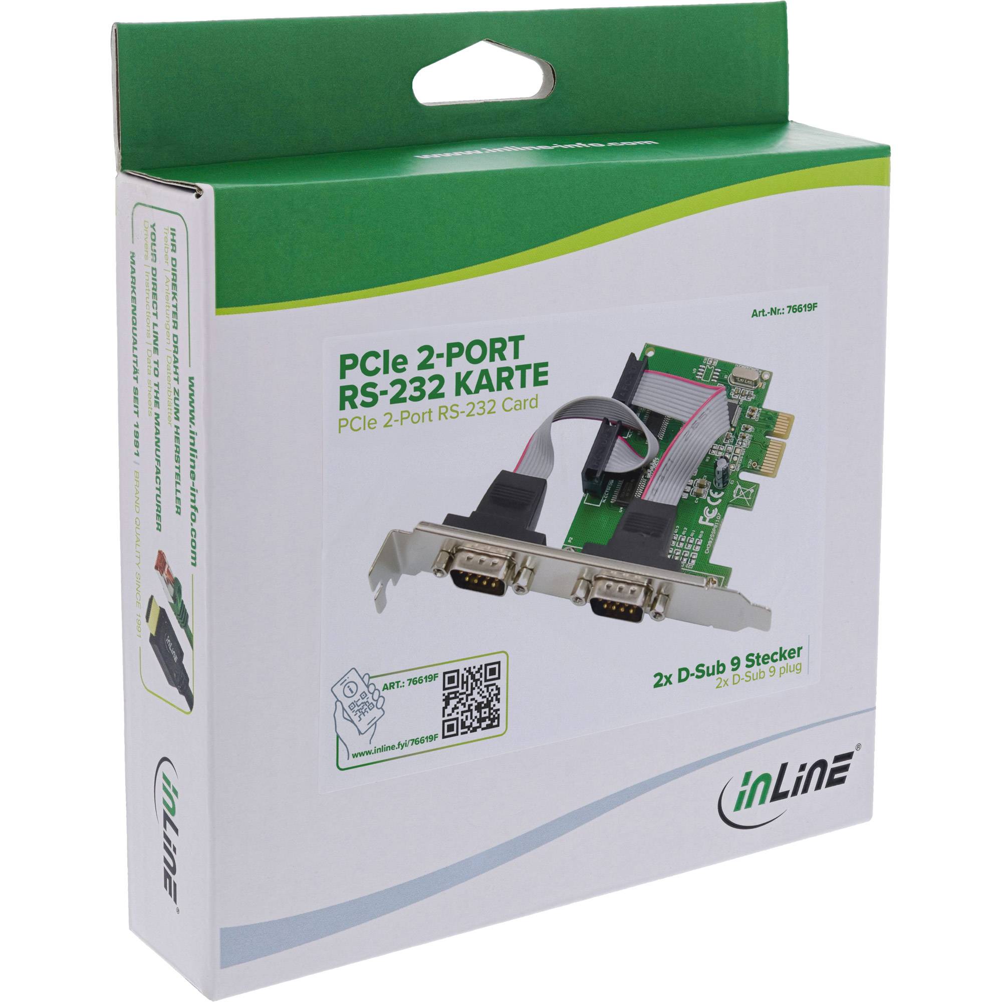 InLine® PCIe 2-Port RS-232 Karte, 2x D-Sub 9 Stecker, inkl. Low-Profile I/O-Karten / Frontpanel /-4