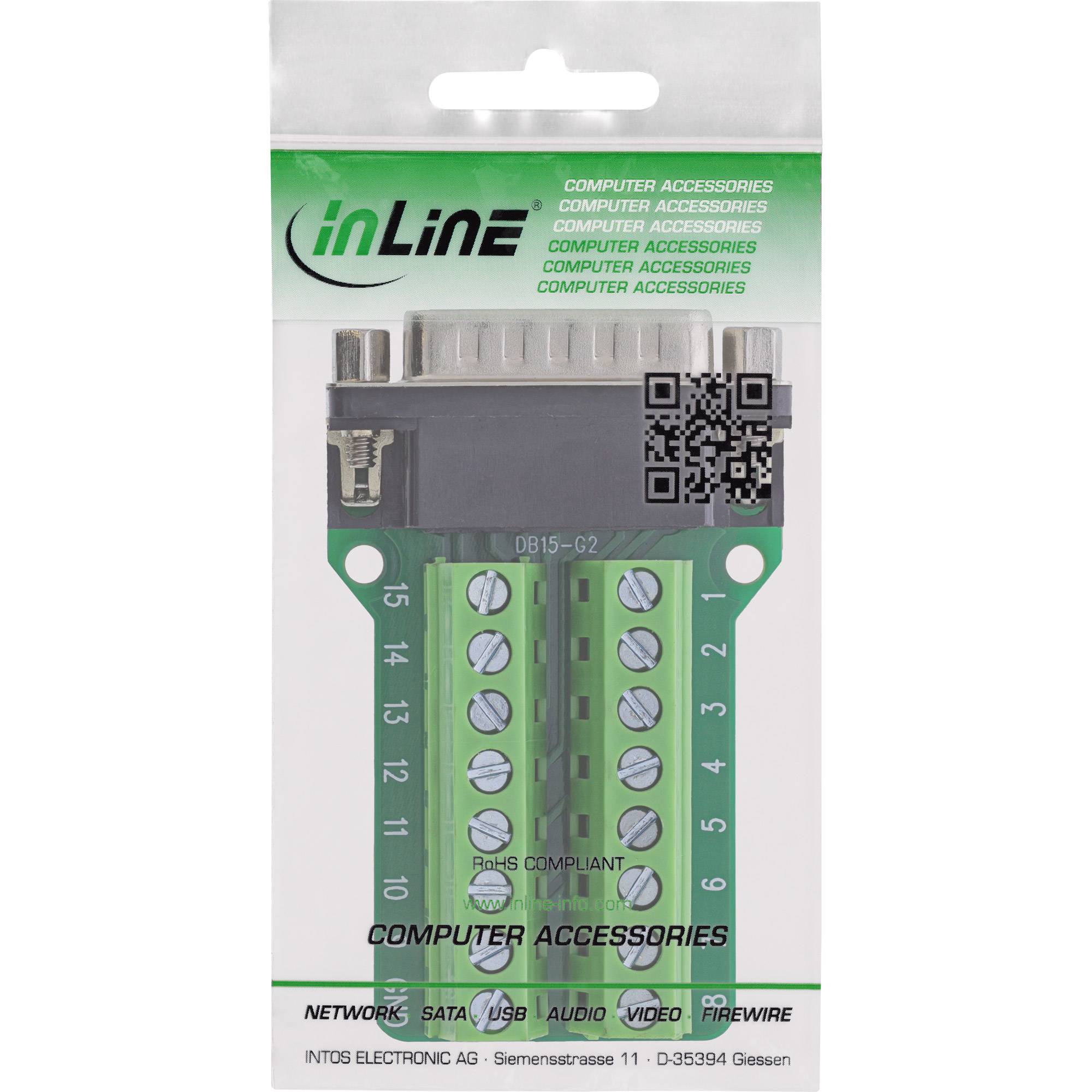 InLine® D-Sub 15 Terminalblock, Stecker, 2-reihig, Schraubklemme Adapter / Konverter Terminalblock-2