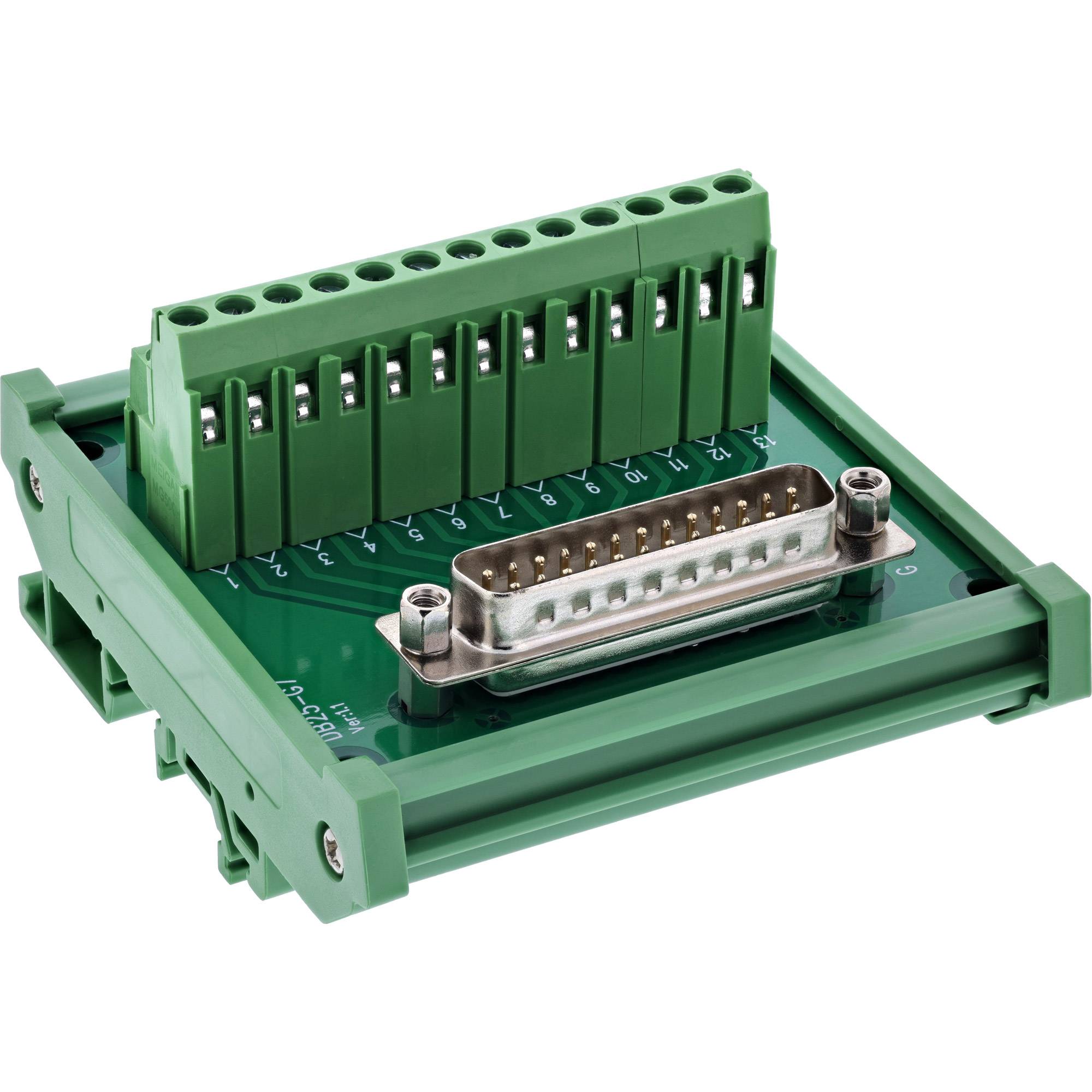 InLine® D-Sub 25 Terminalblock, Stecker, Schraubklemme, Hutschiene, nummeriert Adapter / Konverter-2