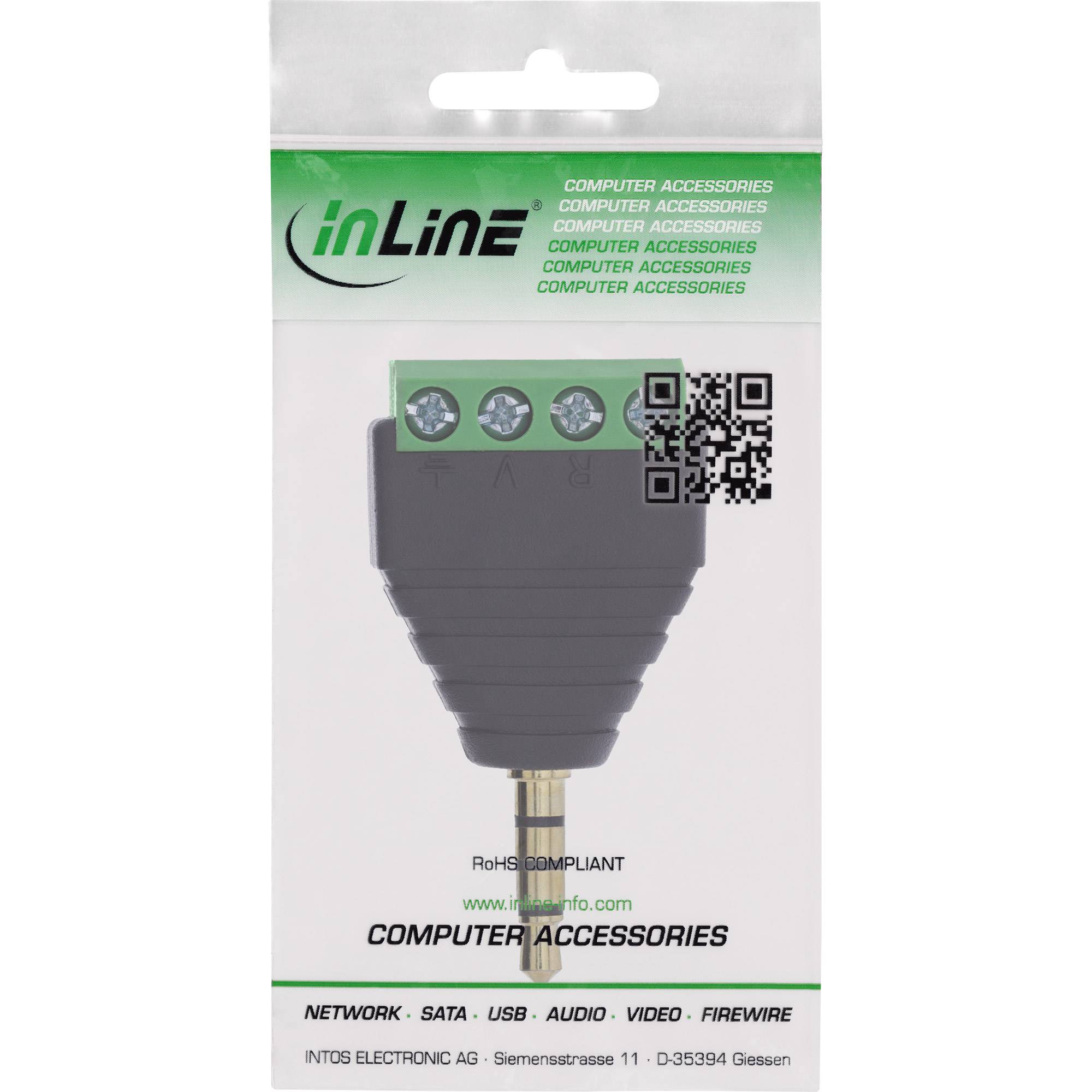 InLine® Adapter 3,5 mm Klinke 4-pol Stereo/Mikro auf Terminalblock, schwarz / Konverter-3