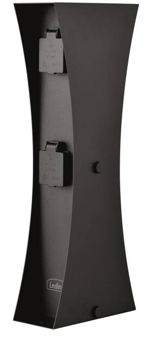 Ledino Steckdosensäule Connect D4A IP44 4xSchuko, H=460mm, Edelstahl schwarz Techn.Licht/Wohnraum-0