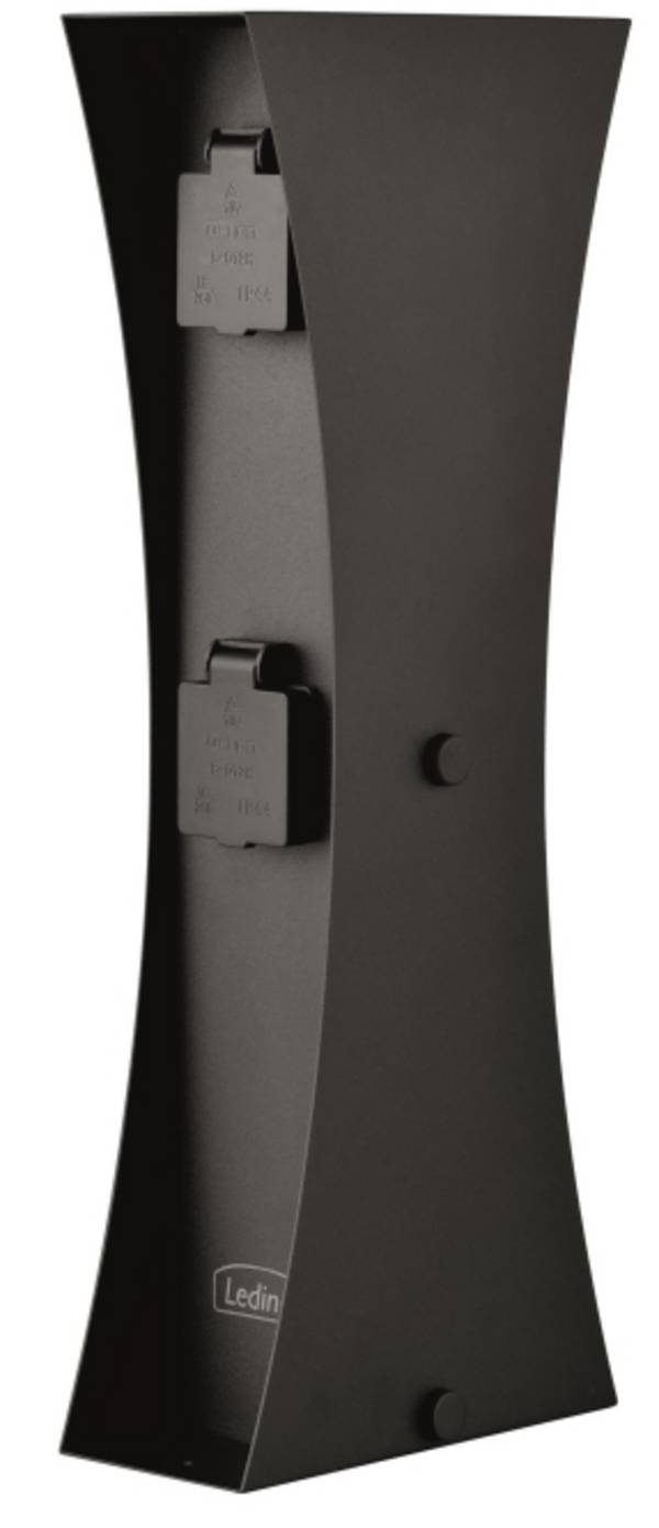 Ledino Steckdosensäule Connect D4A IP44 4xSchuko, H=460mm, Edelstahl schwarz Techn.Licht/Wohnraum