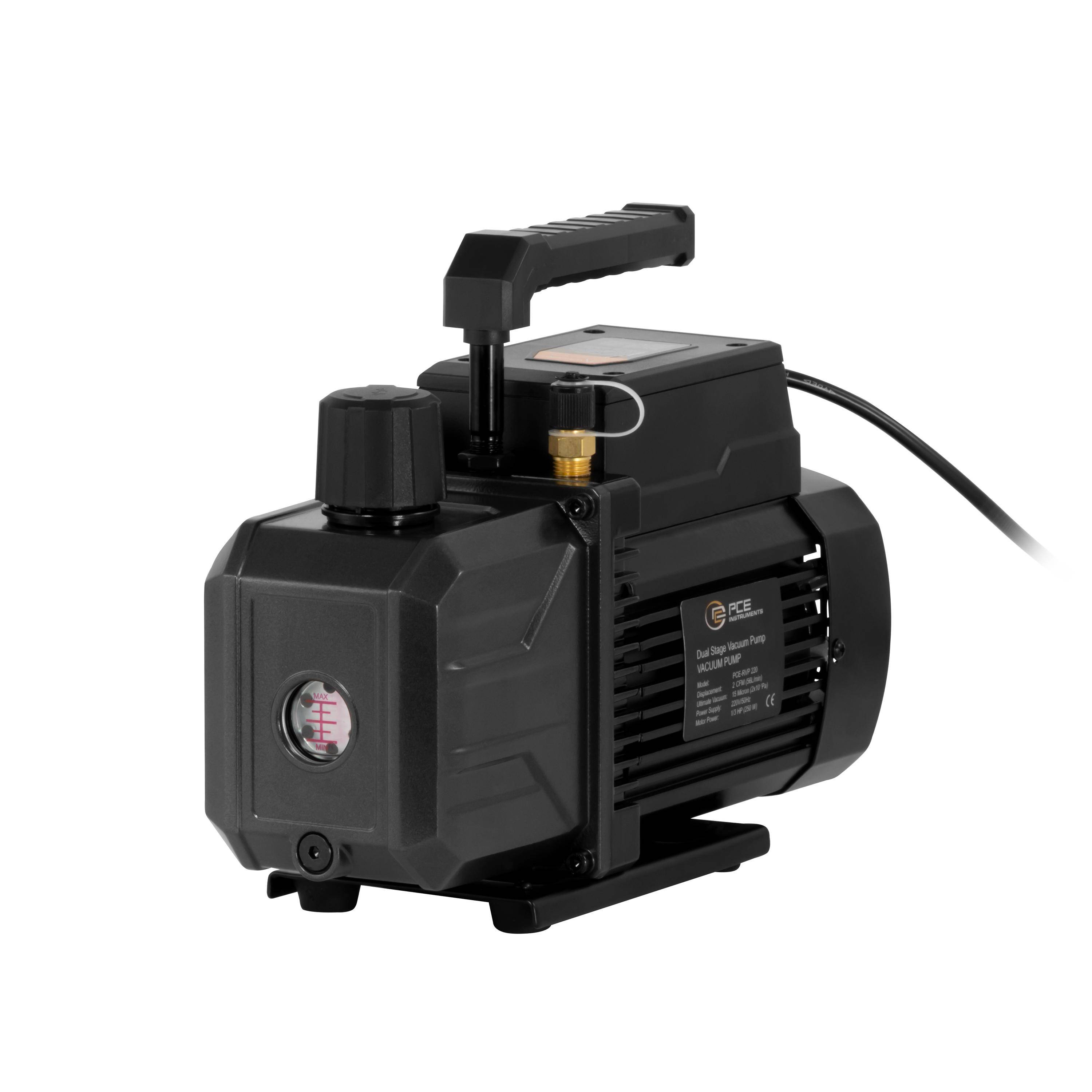 PCE Instruments zweistufige HVAC Vakuumpumpe PCE-RVP 220 |56…68 l/min |1/4 Zoll | 0,51 PS |370 W |280 ml Öltank-0