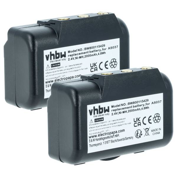 vhbw 2x Akku kompatibel mit IMET I060-AS037 | M550S Wave L, BE5000 Industrie-Funkfernsteuerung Fernbedienung (2000 mAh
