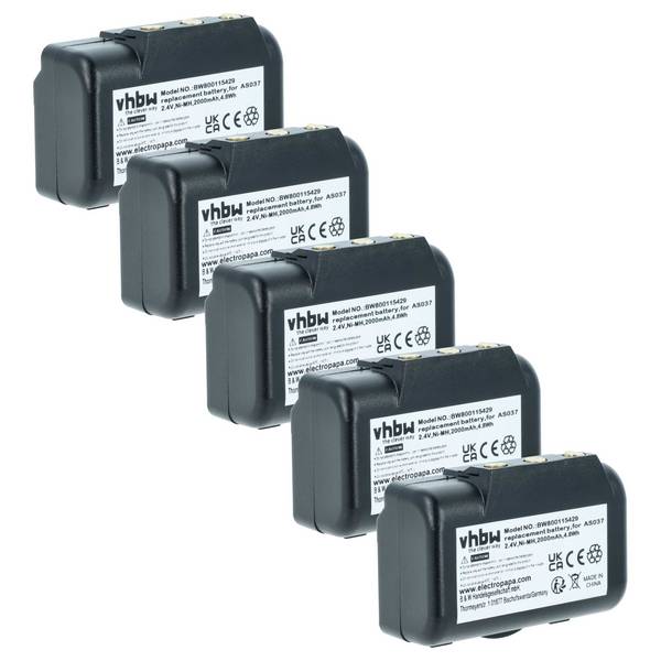 vhbw 5x Akku kompatibel mit IMET M550S Wave S Industrie-Funkfernsteuerung Fernbedienung (2000 mAh, 2,4 V, NiMH) -