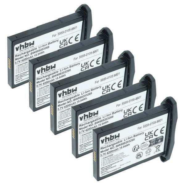 vhbw 5x Akku Ersatz für NCR Orderman 5555-0105-8801 | für Handheld Computer Scanner (4200 mAh, 3,7 V, Li-Ion)