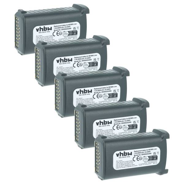 vhbw 5x Akku Ersatz für Symbol KT-21-61261-01 | KT-21-61261 für Handheld Computer Scanner (2600 mAh, 7,4 V, Li-Ion)